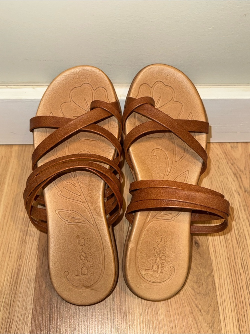 b.o.c. Cognac Multi-Strap Slide Sandals